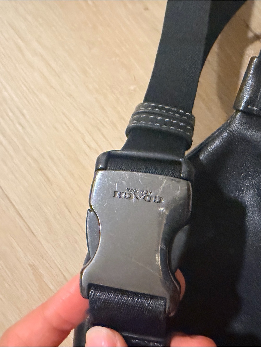 Black Leather Crossbody Belt Bag - Picture 2 of 3